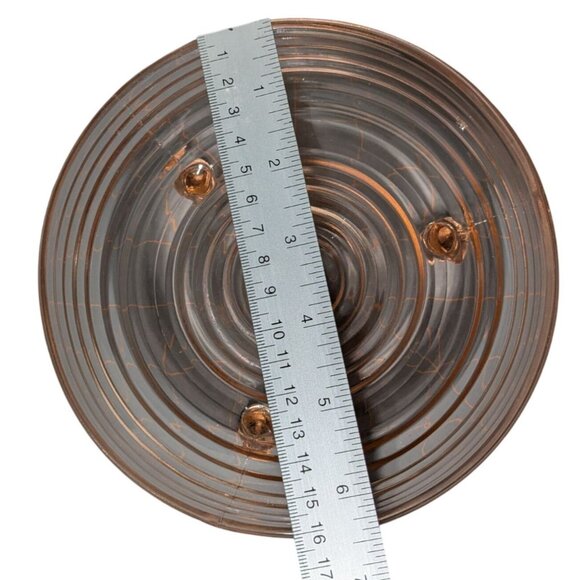 Vintage Pink Depression Glass Candy Dish with Ribbed Design & 3 Peg Feet - Picture 4 of 8